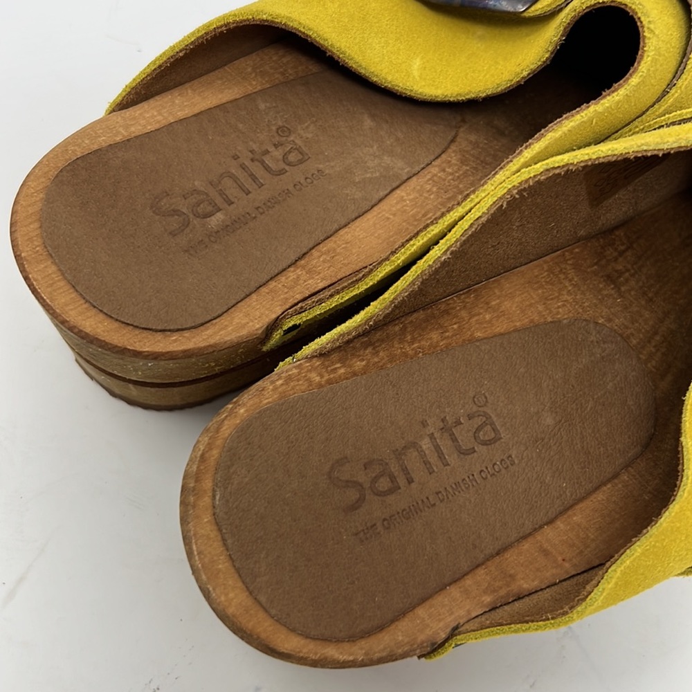 Sanita Wood Clog Shoe Yellow Women's Size 36 US 6 NWOT - Picture 3 of 6
